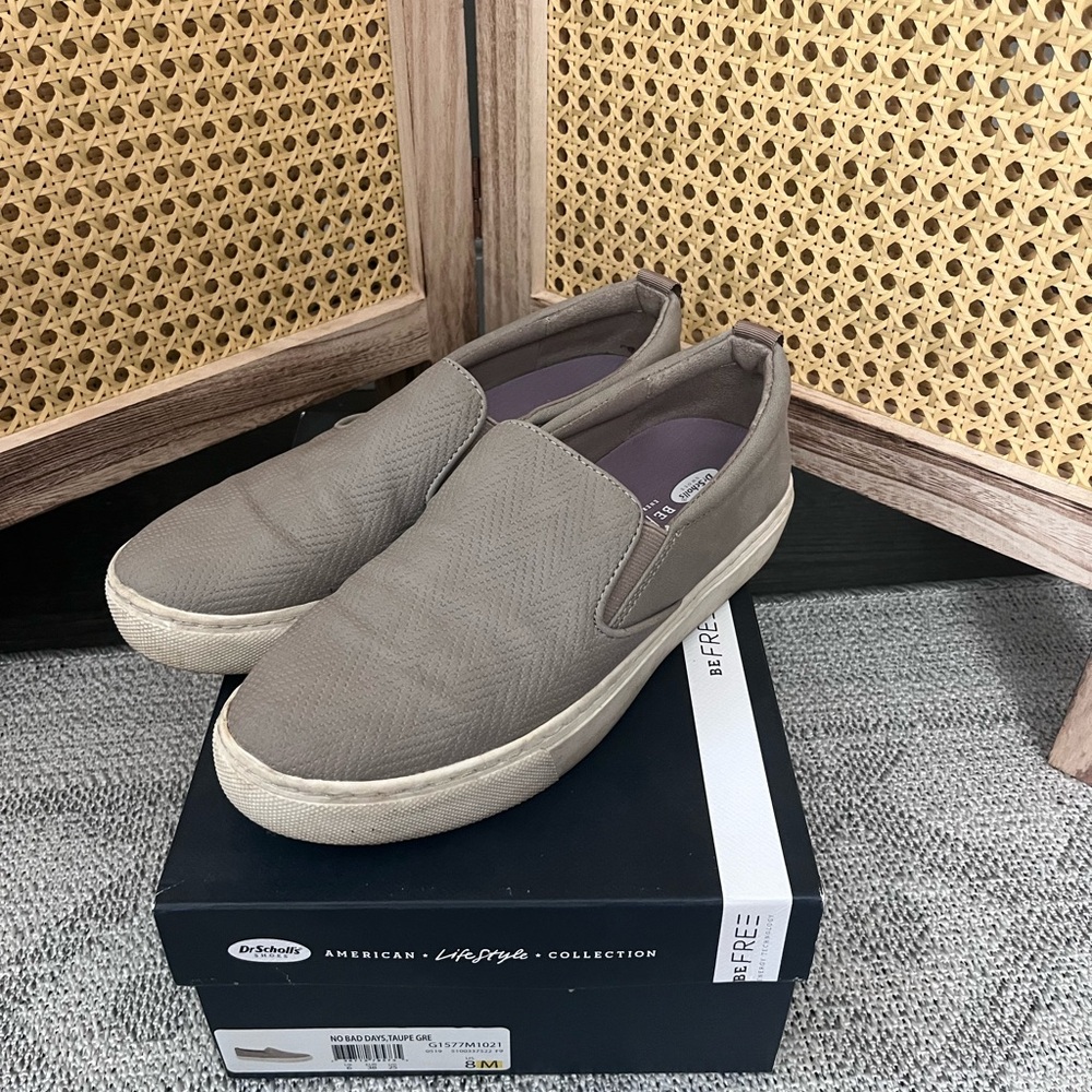 Dr. Scholl's Women’s no bad days Taupe Slip-On Shoes
